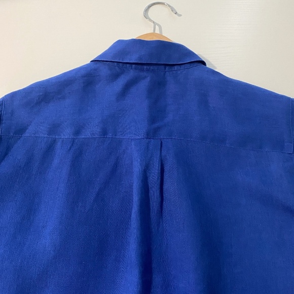 J. Jill Love Linen Royal Blue Button Down Shirt Size Large Petite - Picture 7 of 15